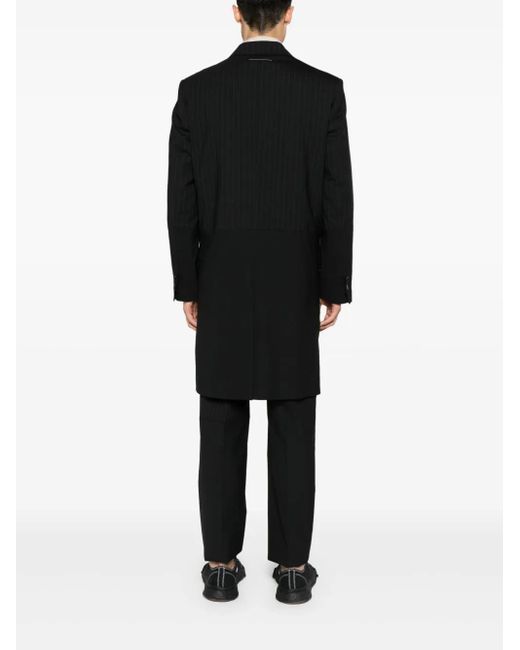MM6 by Maison Margiela Black Panelled Single-Breasted Coat for men
