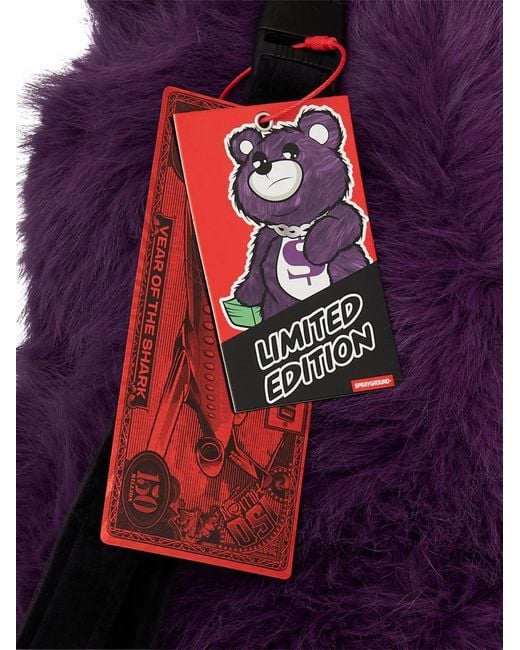 Sprayground Purple Cray Shark Plush-Bear Backpack for men