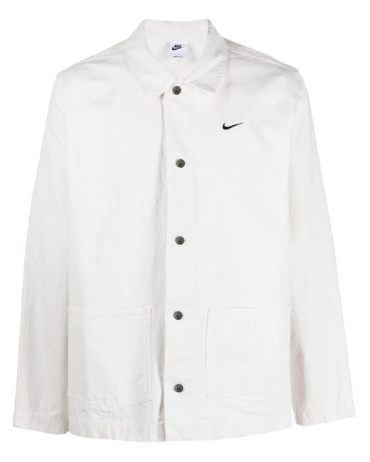 Nike Buttoned Shirt Jacket in White for Men | Lyst