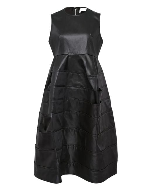 Comme des Garçons Black Layered Satin Midi Dress