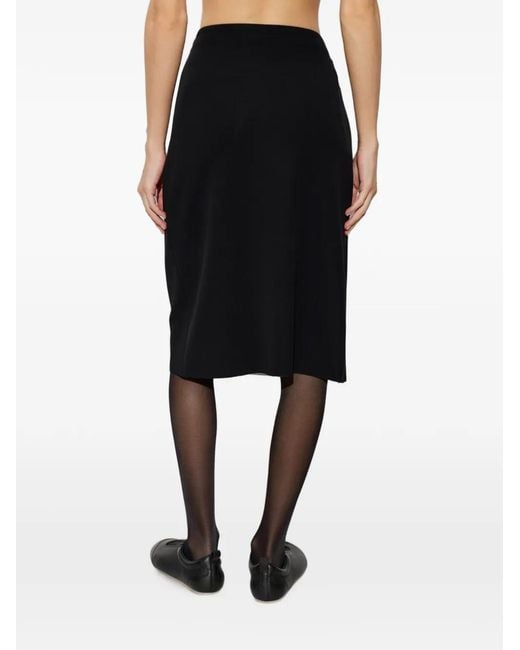 Jil Sander Black Midi Raw-Hem Skirt