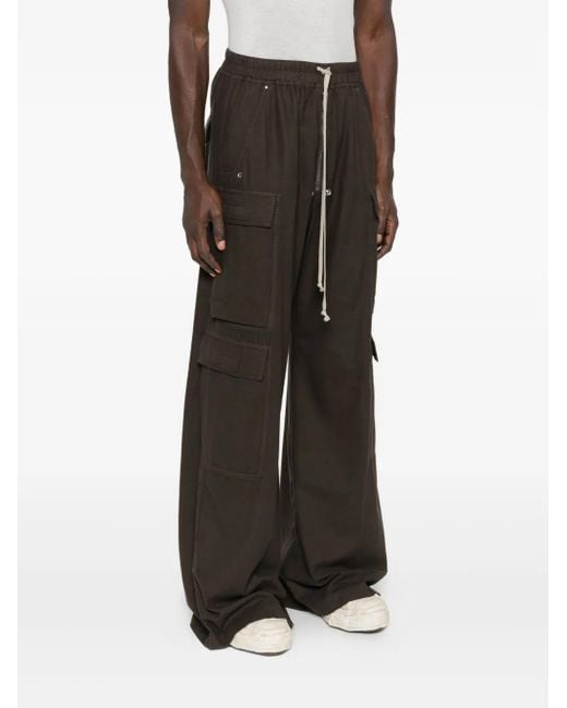 Rick Owens Green Wool Cargo Trousers for men