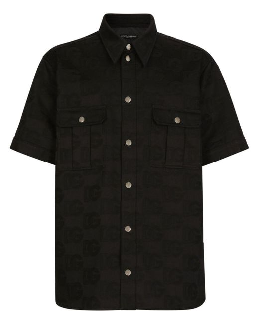 Dolce & Gabbana Black Dg Logo Short-sleeve Shirt for men