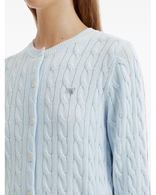 B+ AB Blue Cable-Knit Bow-Detail Cardigan