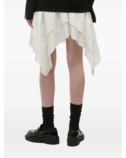 B+ AB White Asymmetric Tiered Skirt