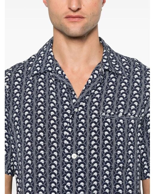 Fursac Blue Geometric-Print Shirt for men