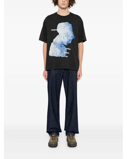 Kafeneo by TBF Blue Graphic-Print T-Shirt for men