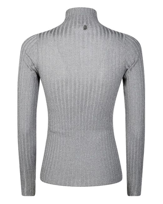 Liu Jo Gray Lurex Ribbed Sweater