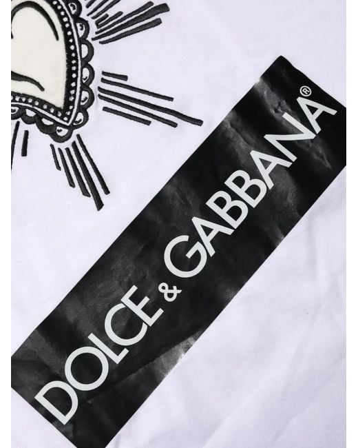 Dolce & Gabbana White Sacred Heart Graphic-Print T-Shirt for men