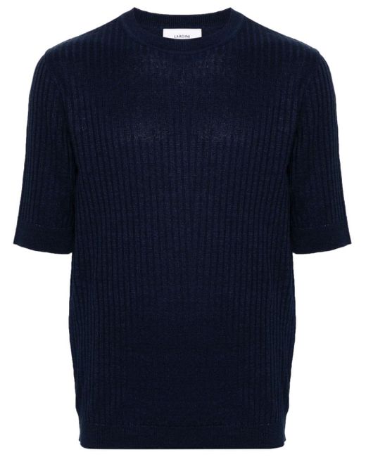Lardini Gerippter Pullover mit kurzen Ärmeln in Blue für Herren