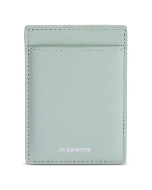 Jil Sander Green Magnetic Card Holder
