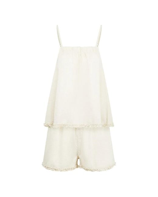 Deiji Studios White Ensemble Short À Volants (Deux Pièces)