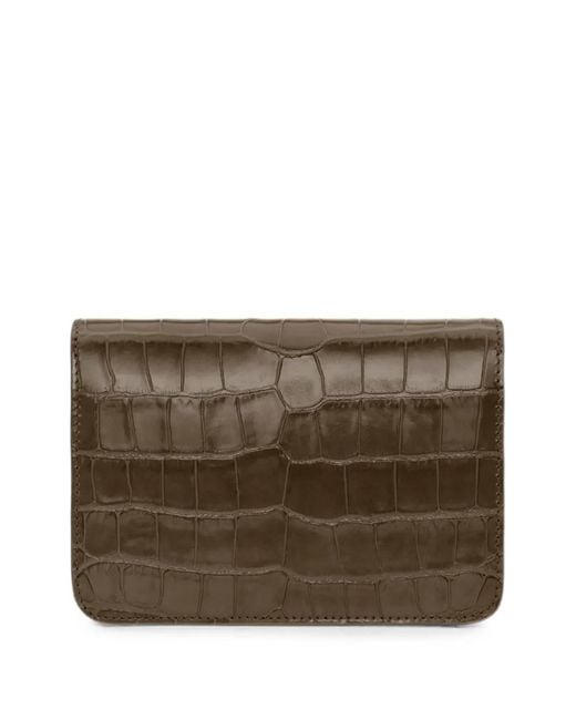Oscar de la Renta Brown O Pochette Croc-Effect Leather Clutch Mini Bag
