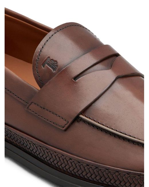 Tod's Brown Gomma Leather Mocassin Loafers for men
