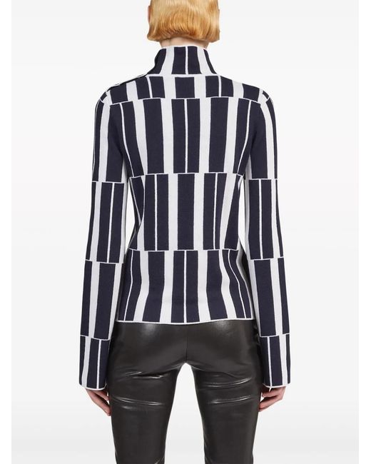 Ferragamo Blue High Neck Jacquard Sweater