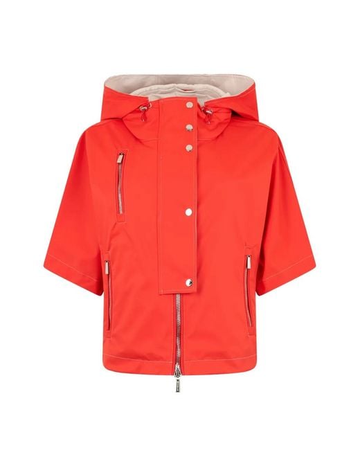 Moorer Red Short-Sleeve Hooded Jacket