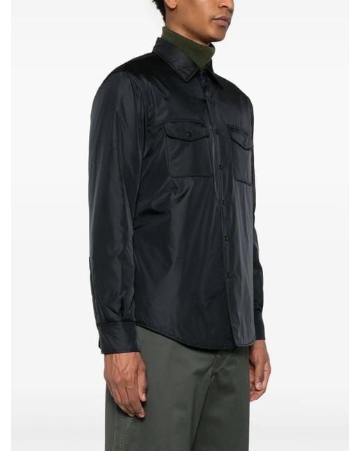 Aspesi Black Press-Stud Shirt Jacket for men