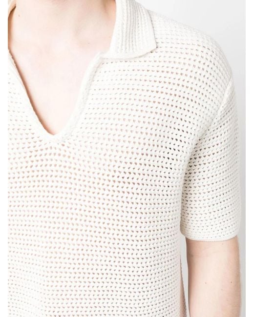 Orlebar Brown White Batten Crochet Polo Shirt for men