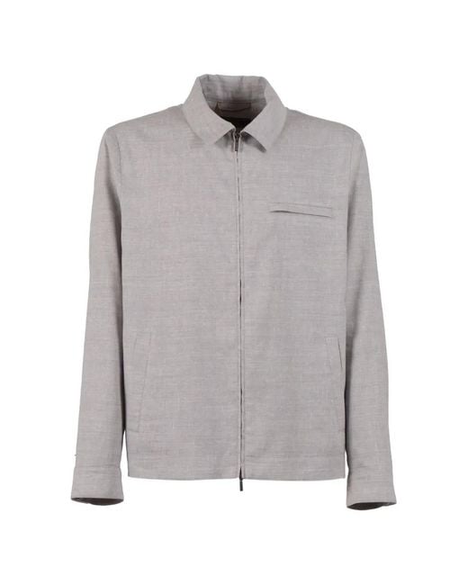 Peserico Gray Zip-Up Shirt Jacket for men