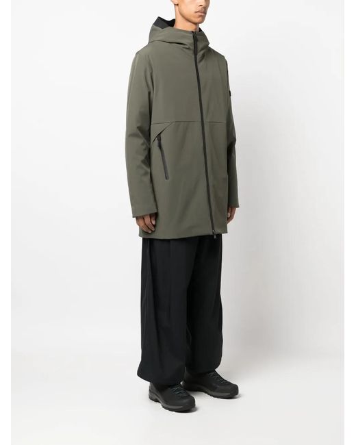 Peuterey Green Logo-Patch Hooded Coat for men