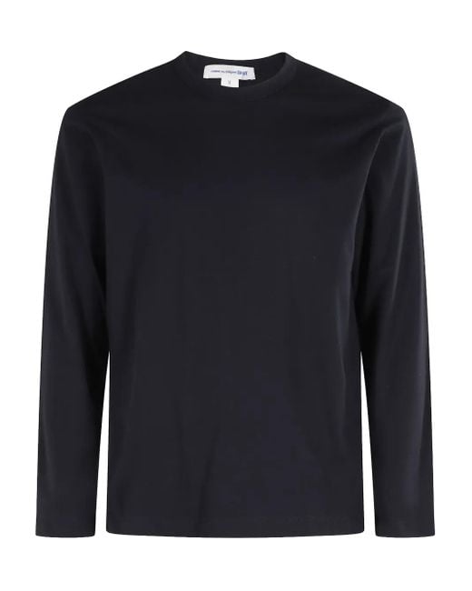 Comme des Garçons Blue Long-Sleeve Logo T-Shirt for men