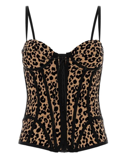 GIUSEPPE DI MORABITO Black Corsage mit Leoparden-Print