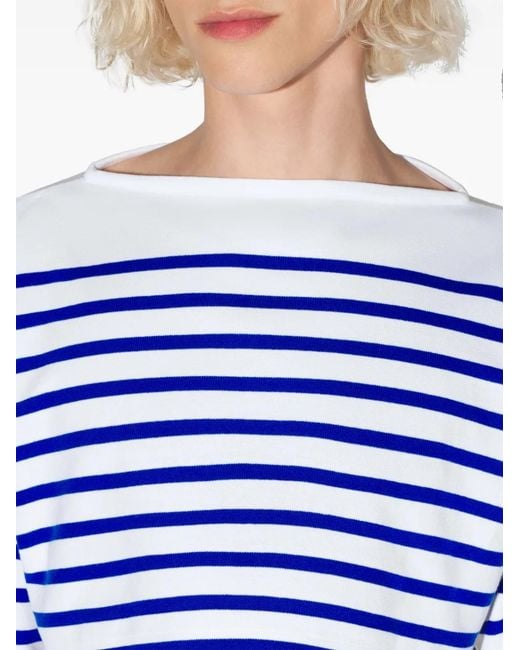 Jean Paul Gaultier Blue Long-Sleeve Stripe-Pattern Crop Top