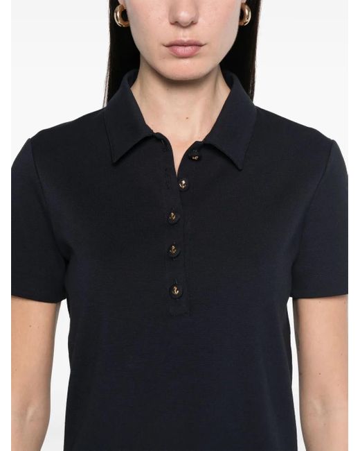 Thom Browne Black Cotton Short-Sleeve Polo Top