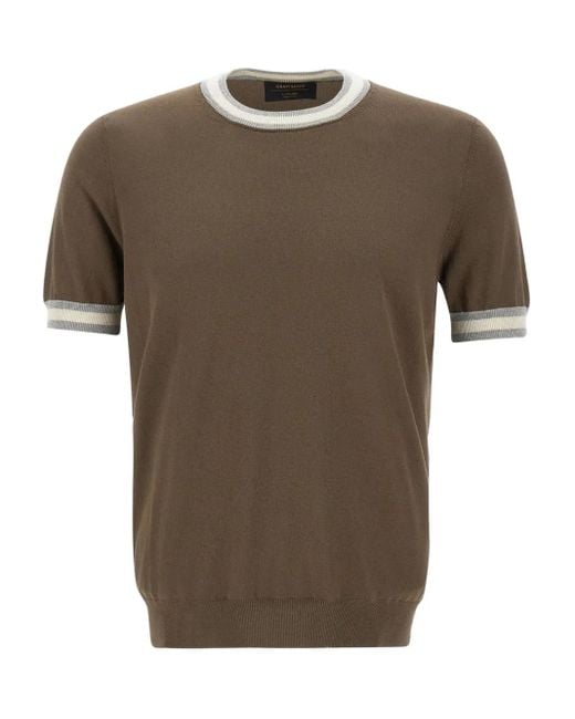 Gran Sasso Brown Cotton T-Shirt for men