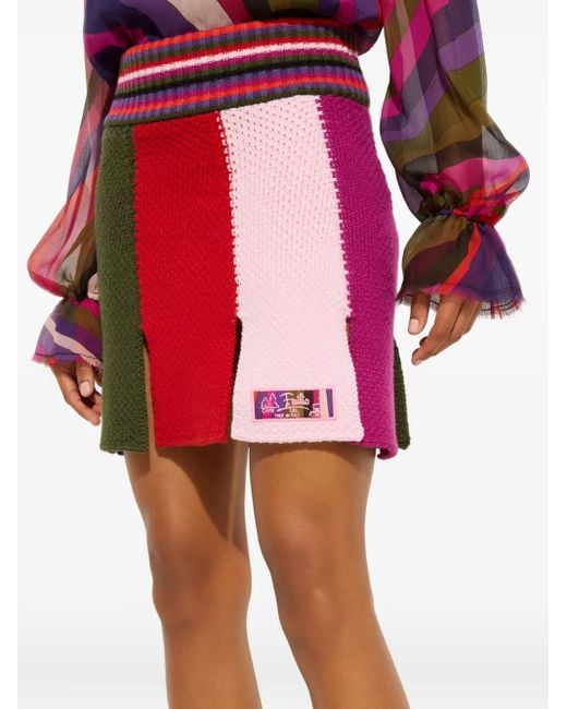 Emilio Pucci Red Colorblock Mini Skirt