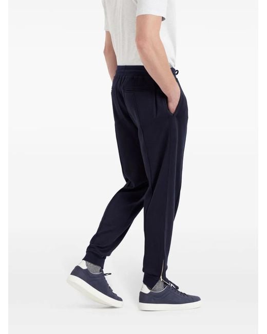 Brunello Cucinelli Blue Pressed-Crease Drawstring Trousers for men