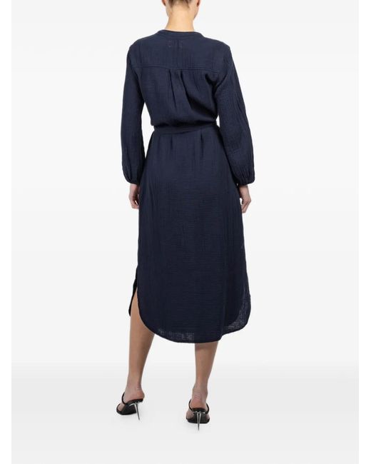 Xirena Blue Josephine V-Neck Tie Midi Dress