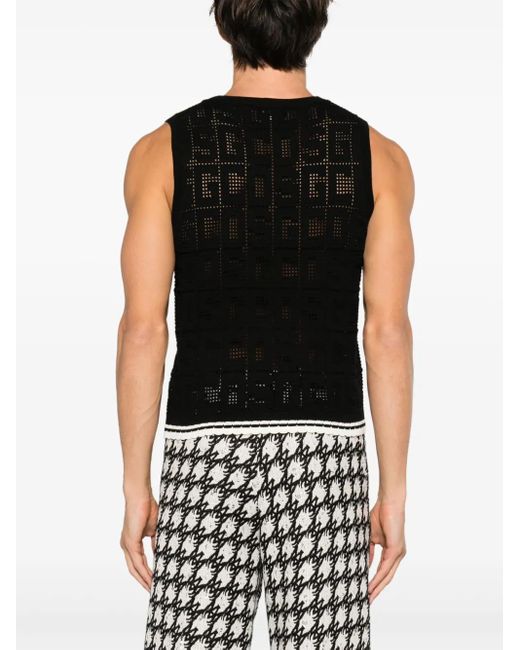 Gcds Black Monogram-Pattern Sleeveless Jumper for men