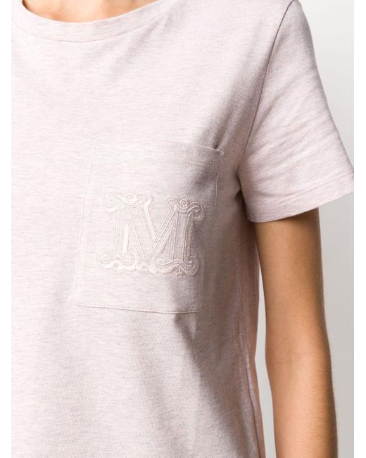 Max Mara Pink M-embroidered Patch Pocket T-shirt