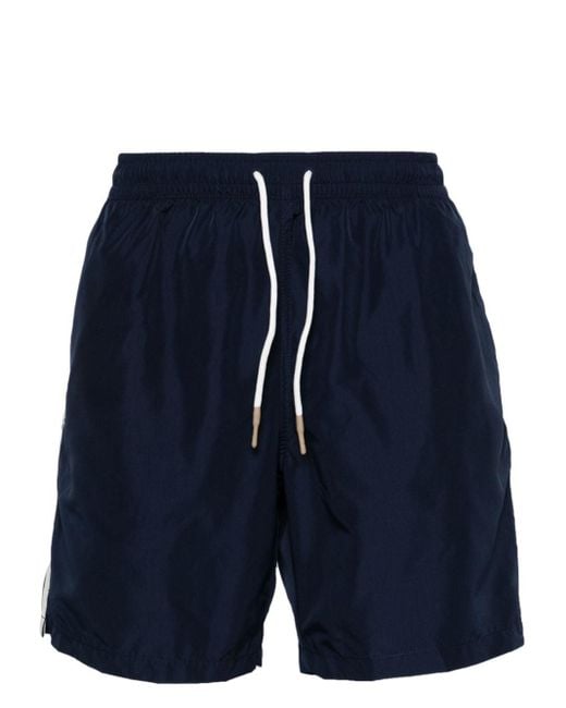 Eleventy Blue Side-stripe Swim Shorts for men