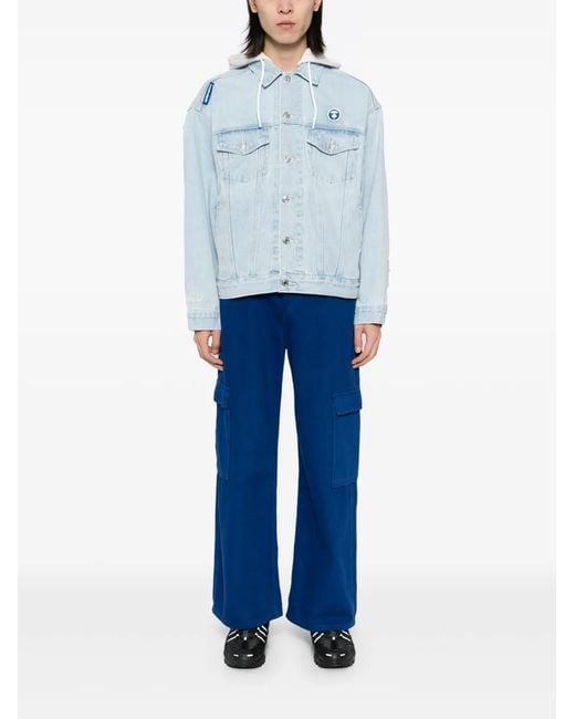 Aape By A Bathing Ape Blue Logo-Patch Hooded Jacket for men