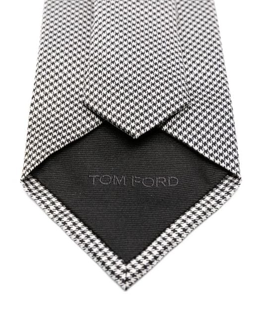 Tom Ford Gray Houndstooth-Pattern Tie for men