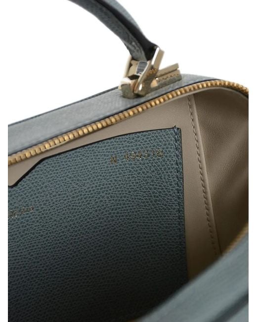 Valextra Metallic Mini Saffiano Leather Top-Handle Bag