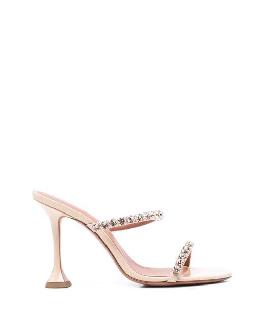 AMINA MUADDI White Gigi Crystal-Embellished Sandals