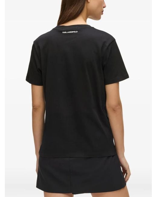 Karl Lagerfeld Black Portrait-Print T-Shirt