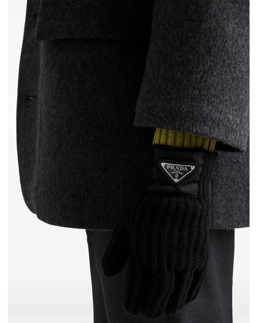 Prada Black Wool And Cashmere Gloves for men