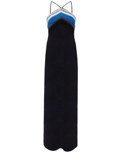 Proenza Schouler Blue Naomi Crochet-stripe-knit Maxi Dress