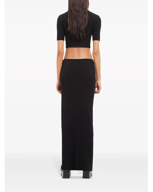 Courreges Black Long Ribbed Fitted Skirt