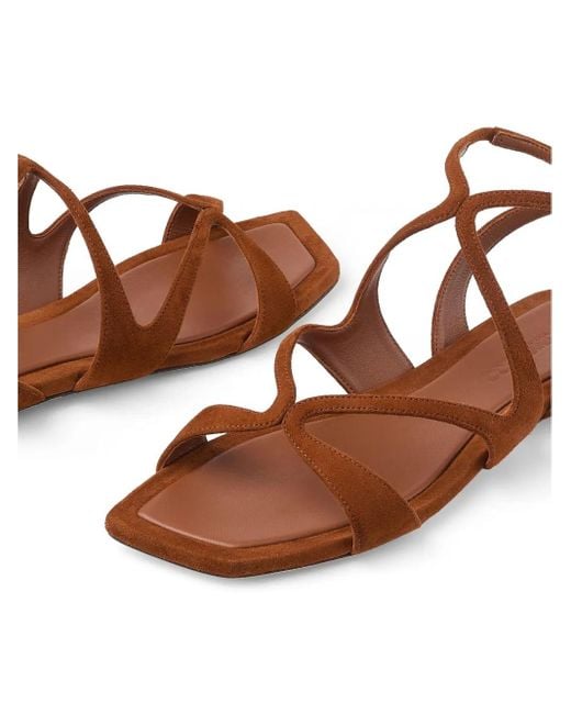 Jimmy Choo Brown Ayla Flat Suede Leather Sandals