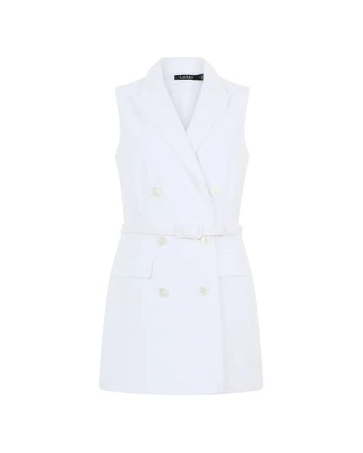 Ralph Lauren White Double-Breasted Belted Playsuit