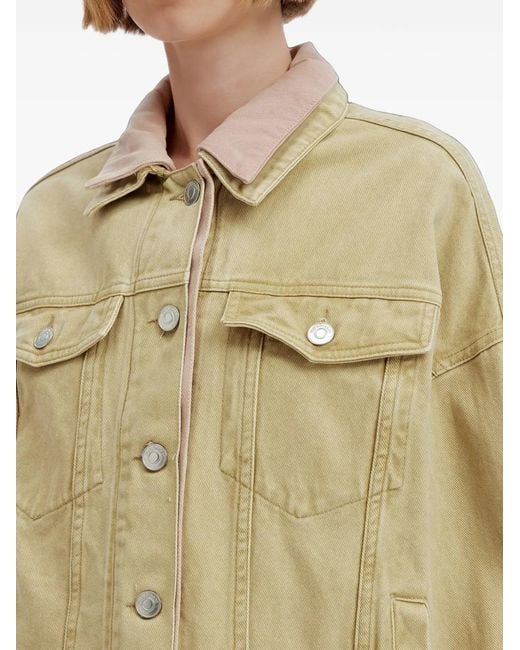 Mini Cream Natural Logo-Patch Denim Jacket