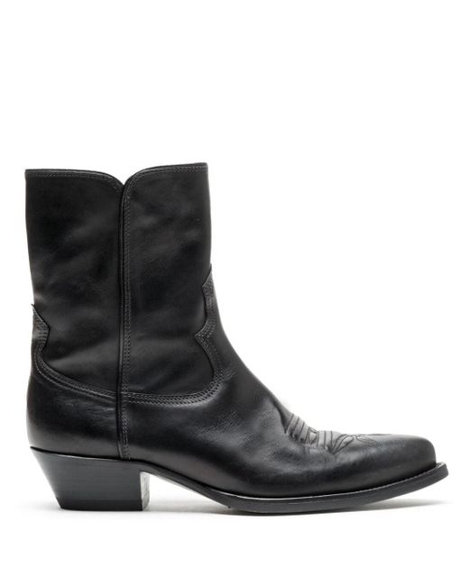 RE/DONE Pointed-toe Western Leather Boots in Black | Lyst