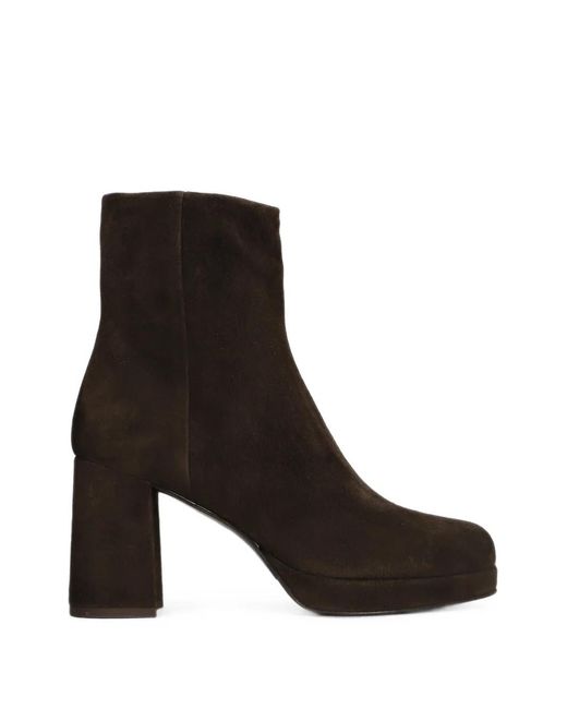 The Seller Black Suede Platform Ankle Boots
