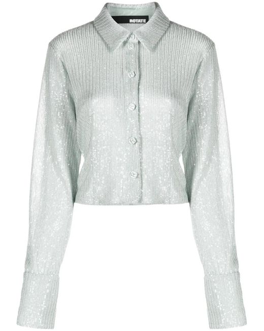 ROTATE BIRGER CHRISTENSEN Blue Sequin-Embellished Button-Down Cardigan