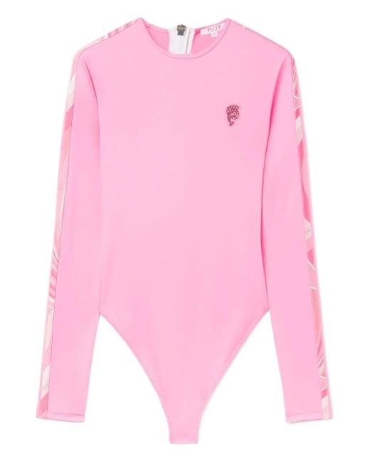 Costume Intero A Maniche Lunghe di Emilio Pucci in Pink